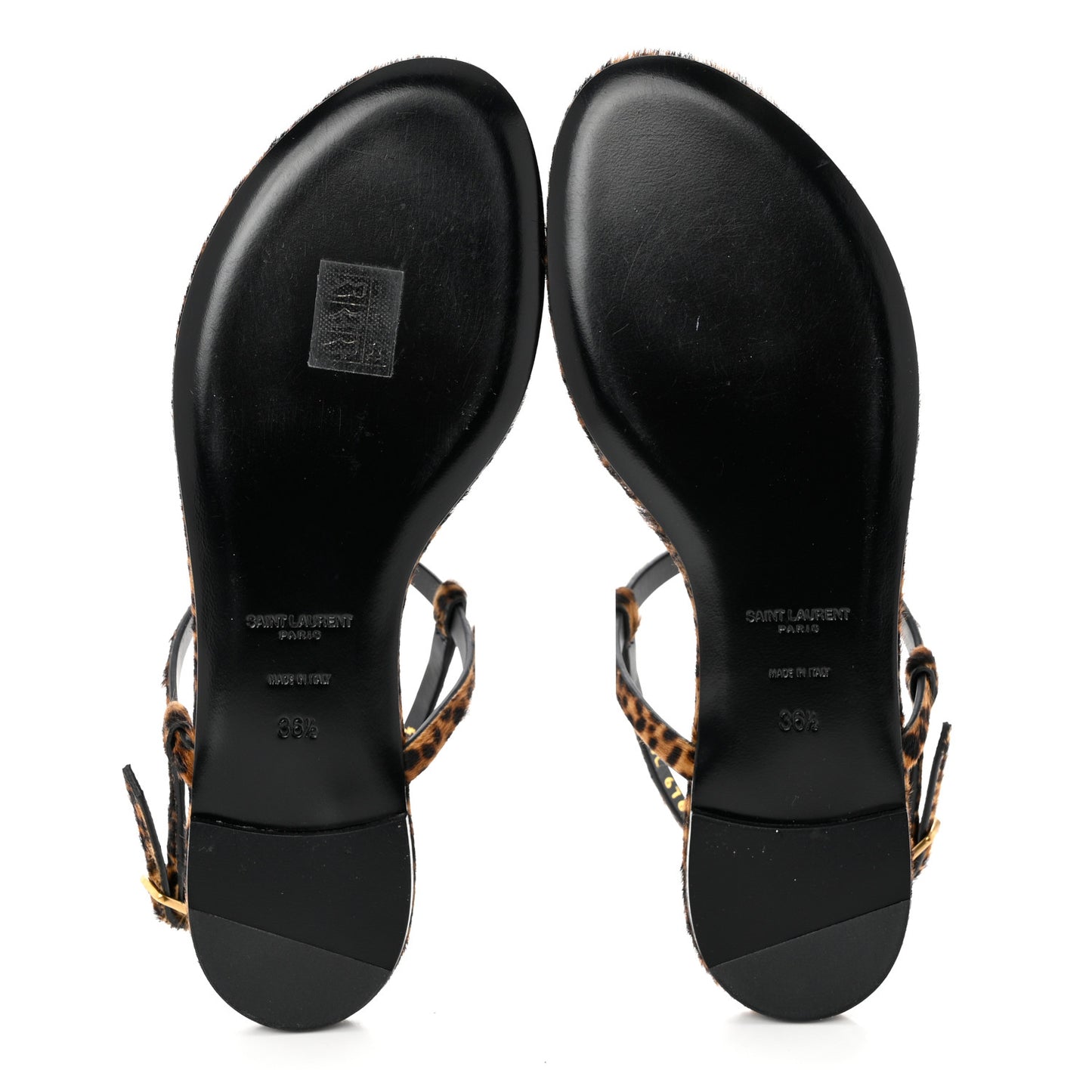 Pony Hair Leopard Print Cassandra Monogram Sandals 36.5 Naturale