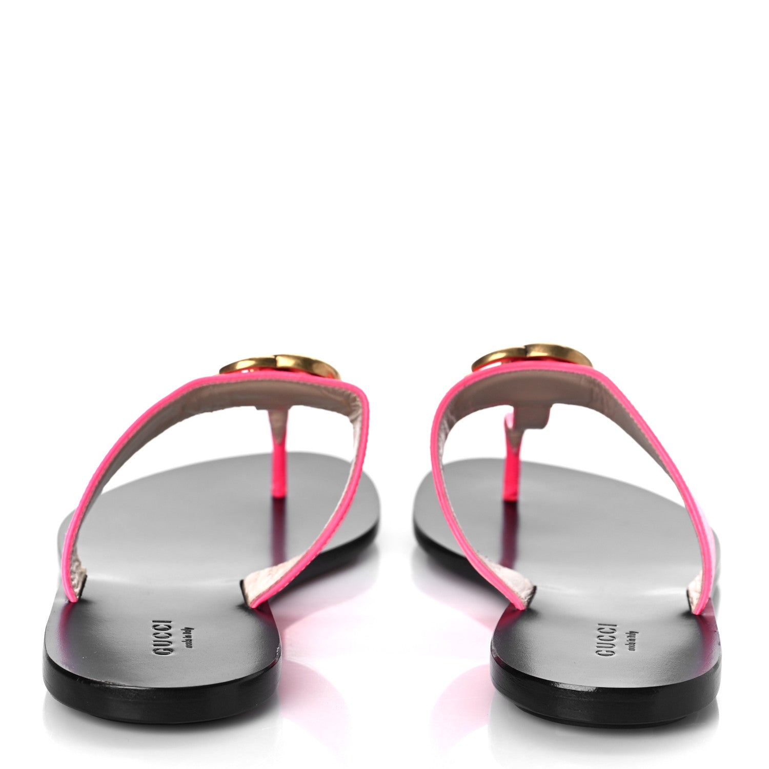Gucci Calfskin GG Marmont Thong Sandals 37.5 Fuxia Fluo 5 of 9