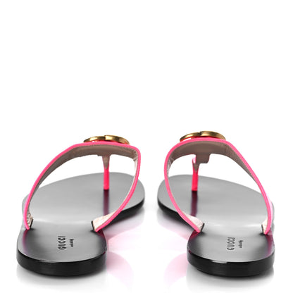 Gucci Calfskin GG Marmont Thong Sandals 37.5 Fuxia Fluo 5 of 9