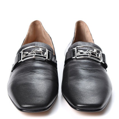Hermes Goatskin Womens Time Loafers 36 Black 2 of 10