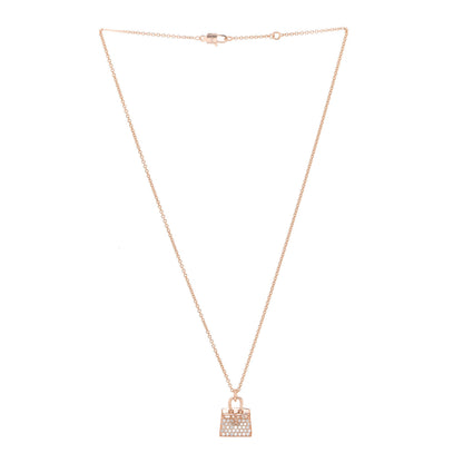 Hermes 18K Rose Gold Diamond Birkin Amulettes Pendant Necklace 3 of 6