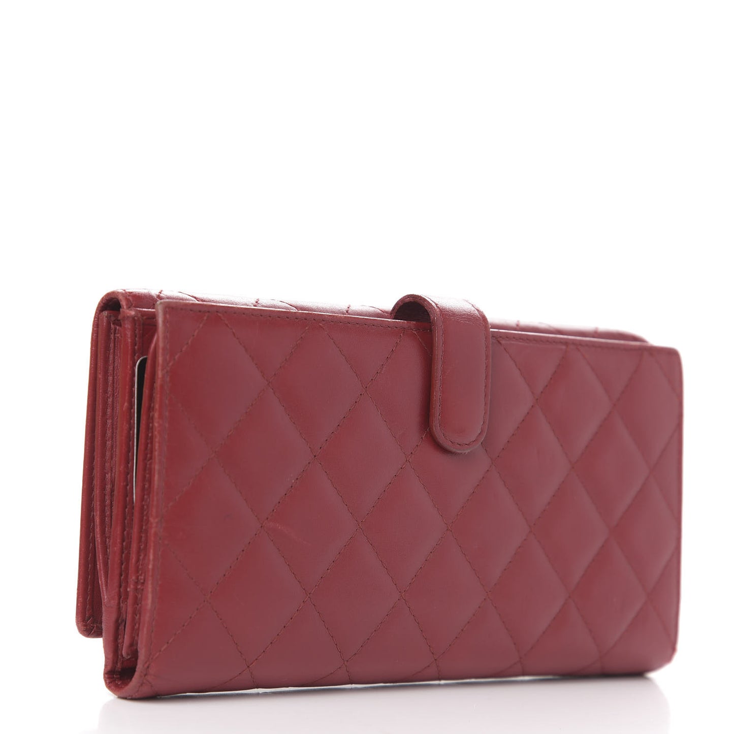 Calfskin Quilted Cambon Long Double Wallet Red