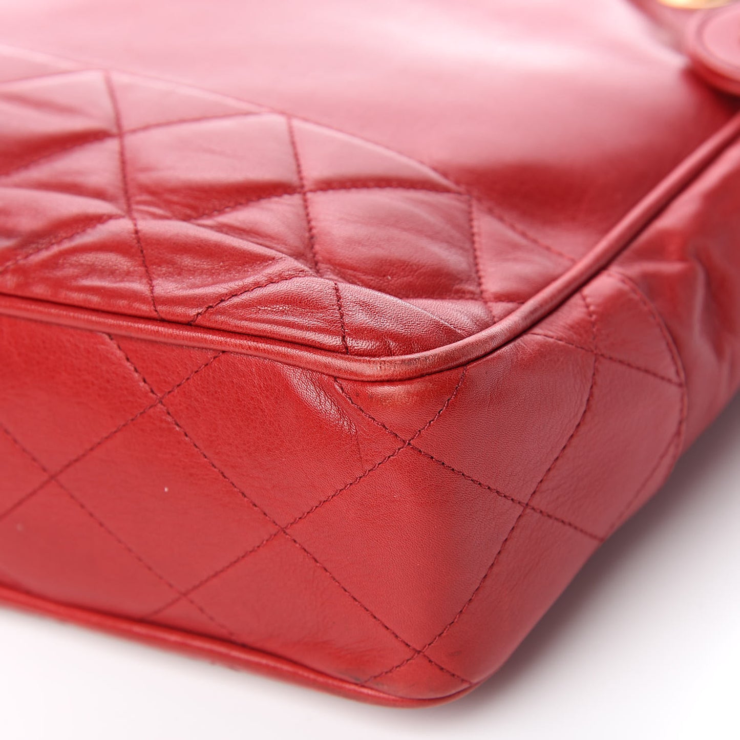Lambskin Quilted Tote Red
