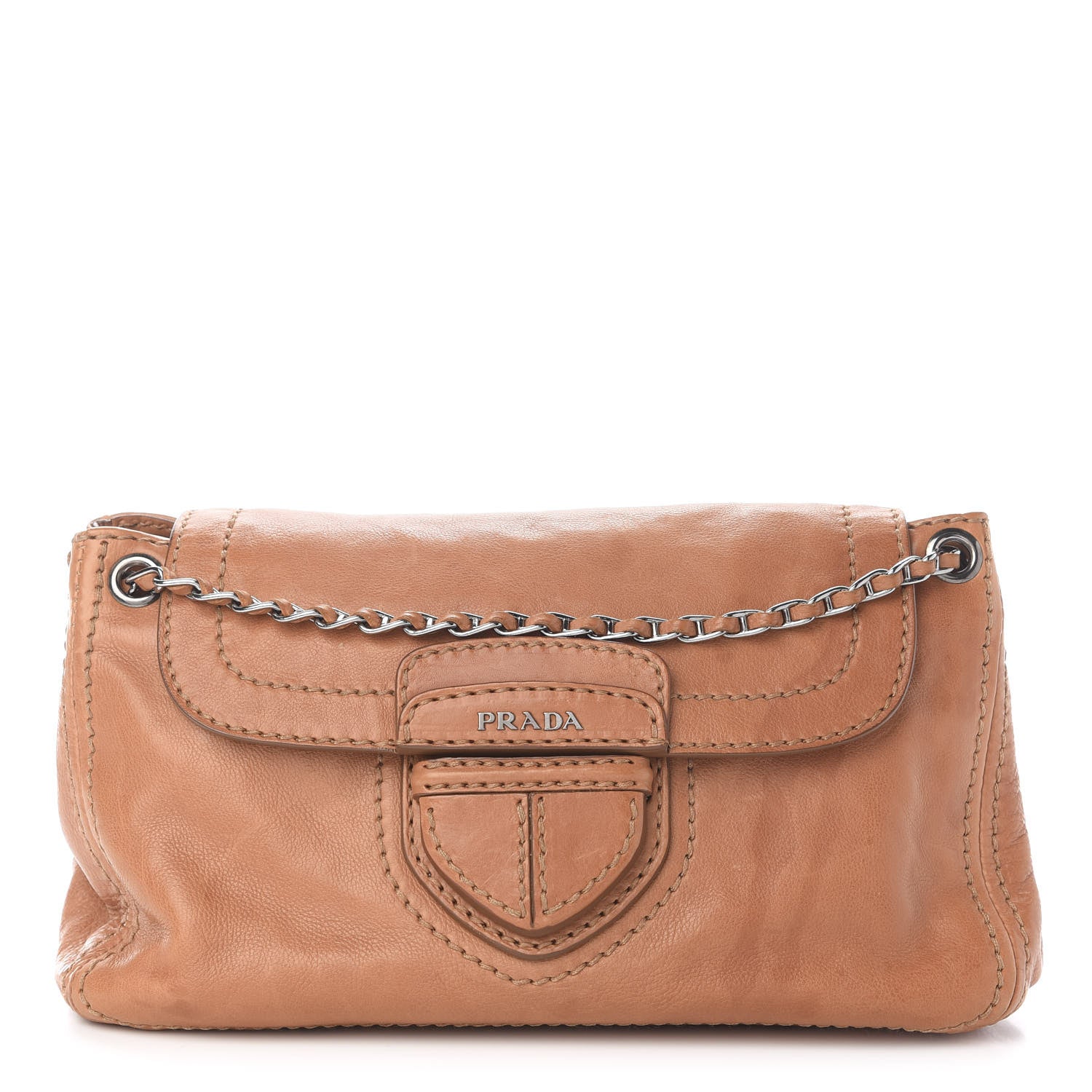 Prada Vitello Phenix Flap Chain Bag Brown 1 of 8