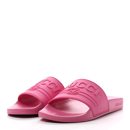 Gucci Rubber Womens Logo Slide Sandals 38 Fuchsia 3 of 6