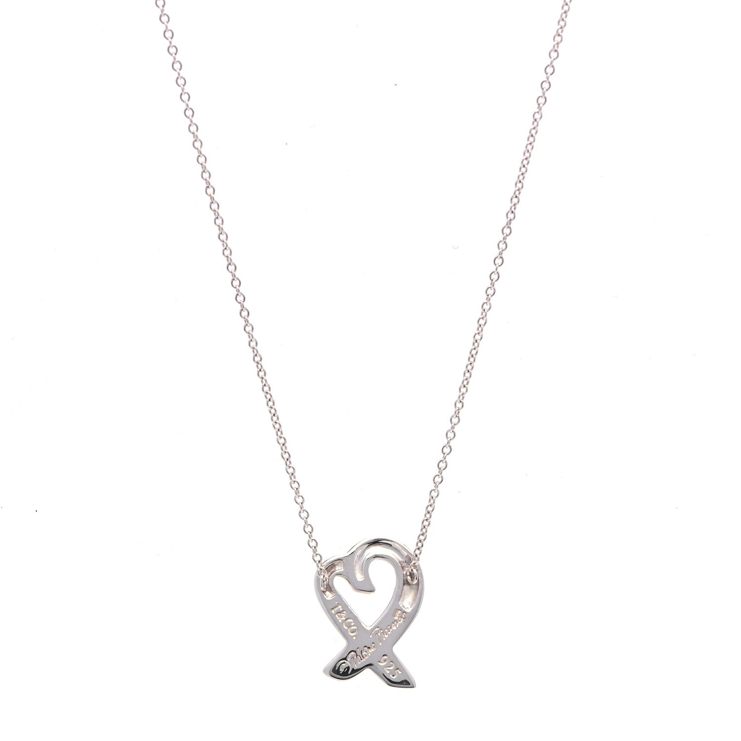 Tiffany Sterling Silver Small Paloma Picasso Loving Heart Pendant Necklace 2 of 5