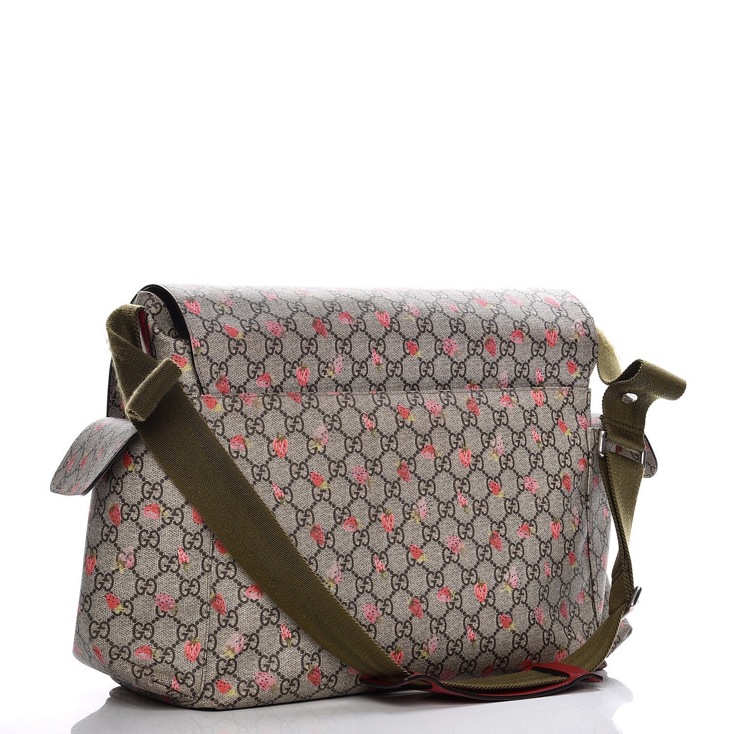 Gucci GG Supreme Monogram Strawberry Messenger Diaper Bag Beige 3 of 13