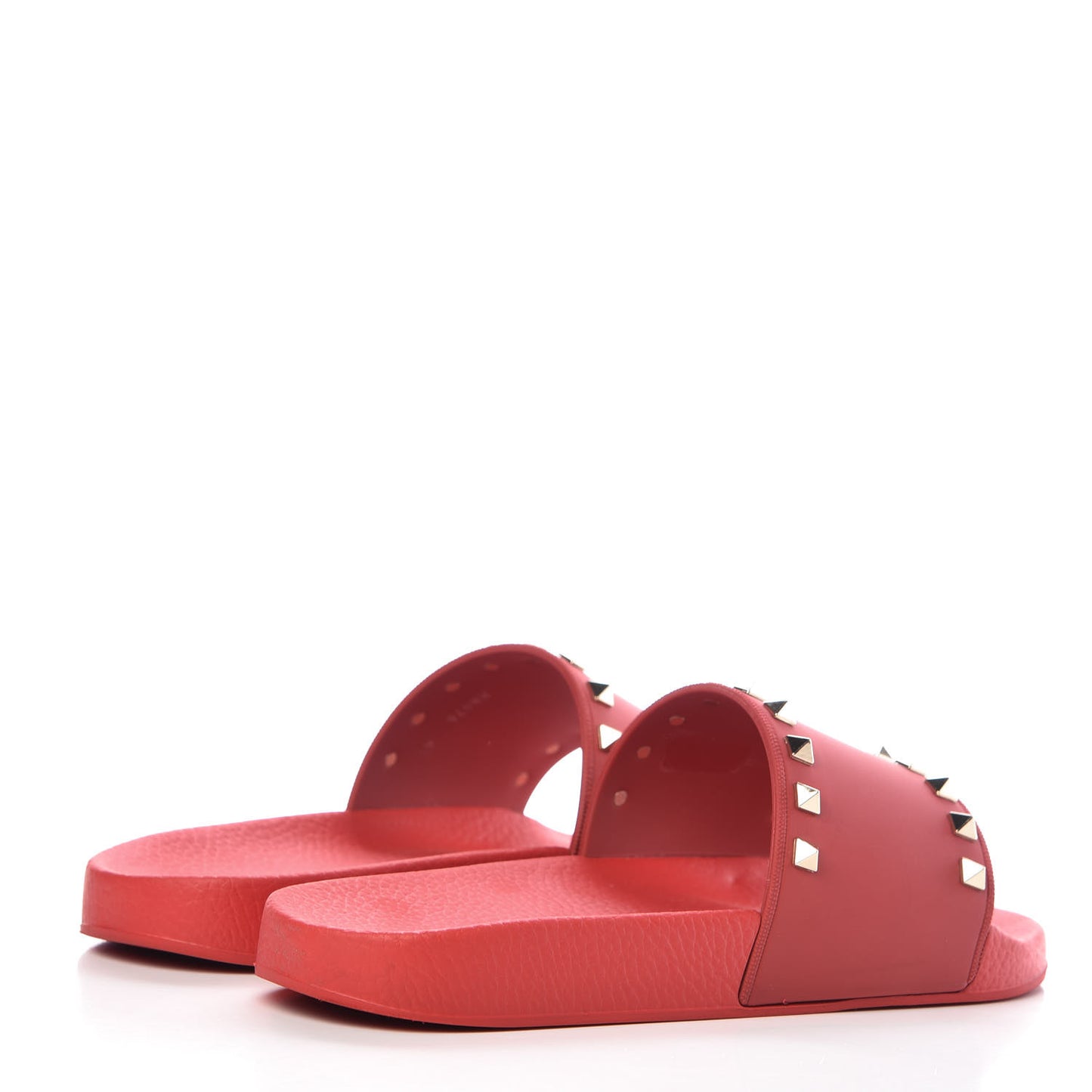 Rubber Rockstud Slide Sandals 41 Rosso Valentino