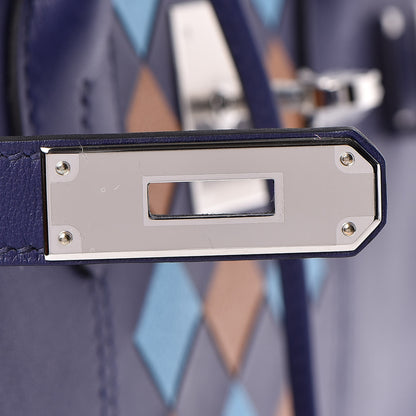 Hermes Swift Epsom Tressage Birkin 30 Bleu Encre Bleu Du Nord Gold 29 of 34