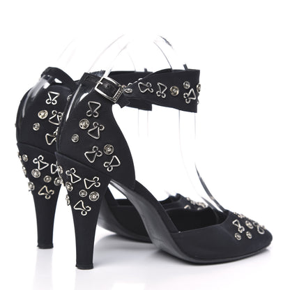 Chanel Satin Embellished Pumps 40 Black 4 of 9