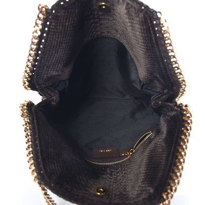 Stella McCartney Metallic Snake Embossed Velvet Falabella Fold Over Tote Brown 6 of 11