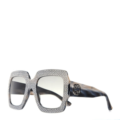 Gucci Crystal Square Frame Sunglasses GG0048S Grey 1 of 8