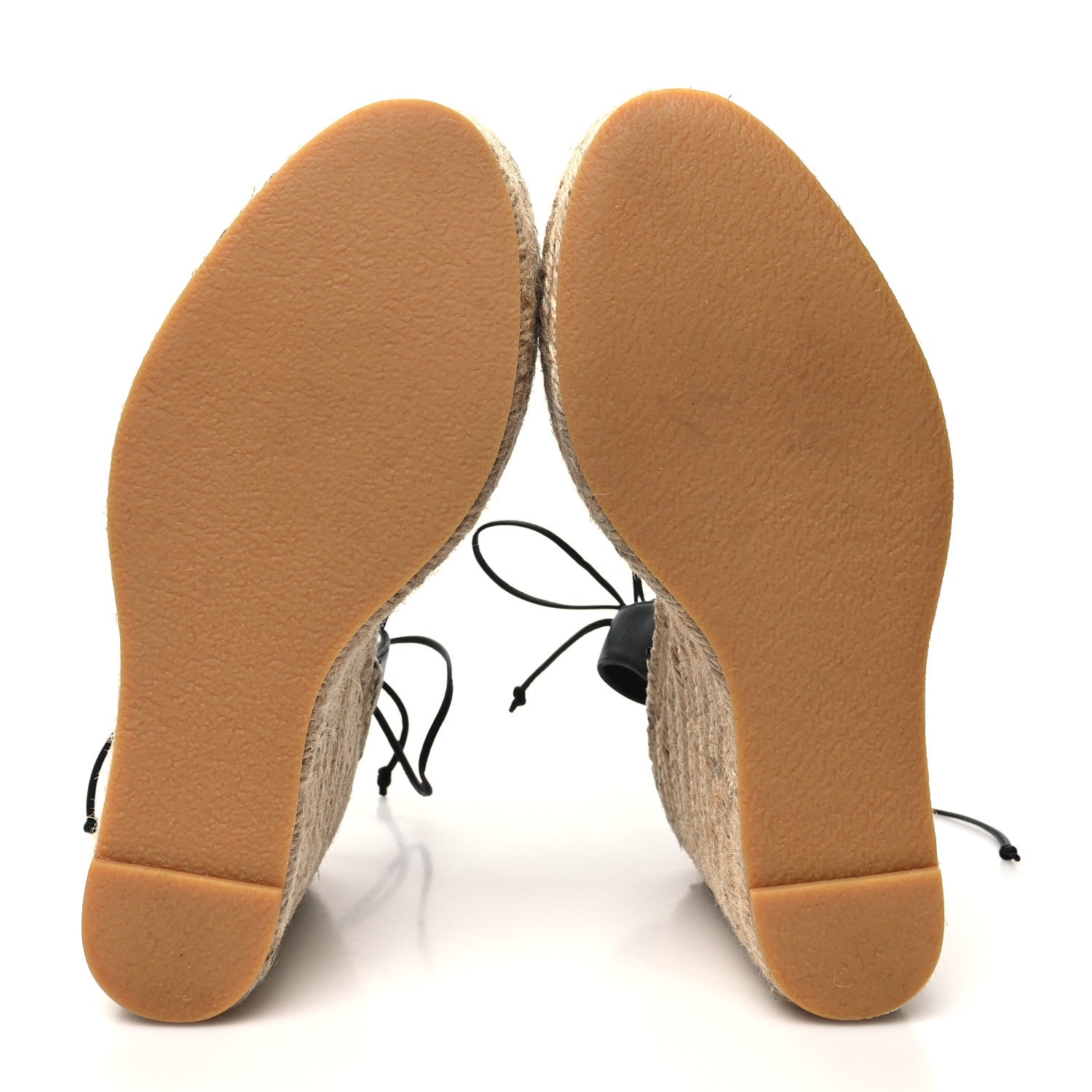Saint Laurent Calfskin Espadrille Lace-Up Wedges 40 Black 5 of 11