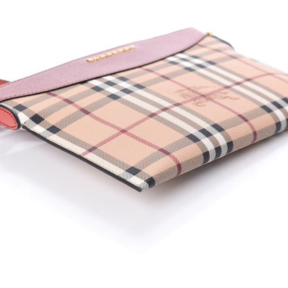 Burberry Haymarket Check Peyton Crossbody Clutch Bag Dusty Pink 7 of 8