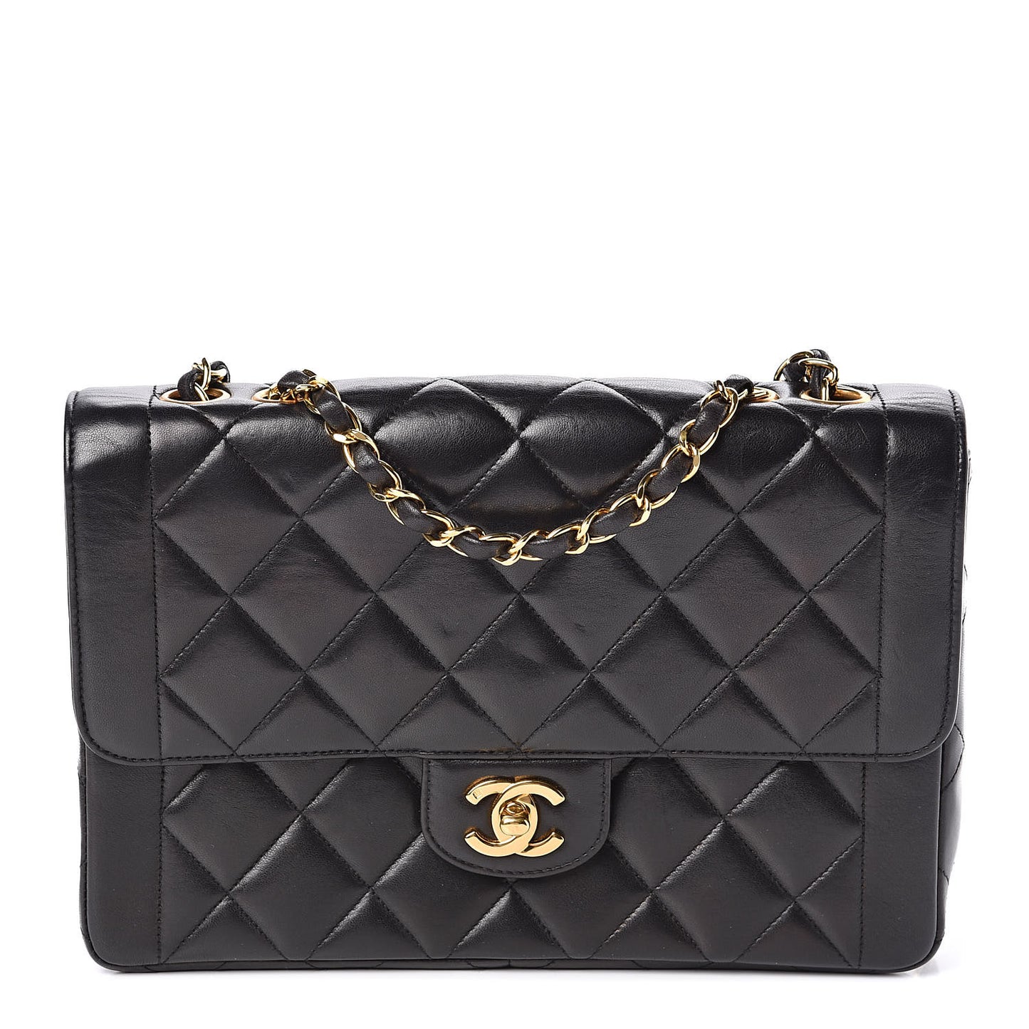 Lambskin Quilted Medium Single Flap Black