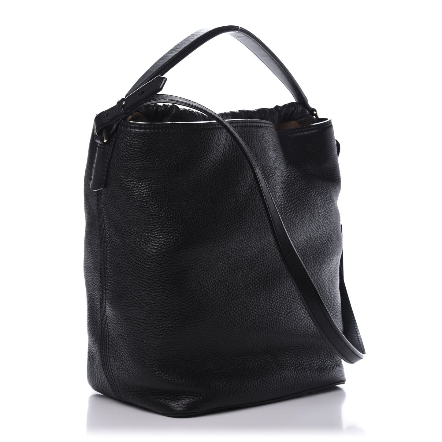 Grainy Calfskin Medium Check Ashby Hobo Black