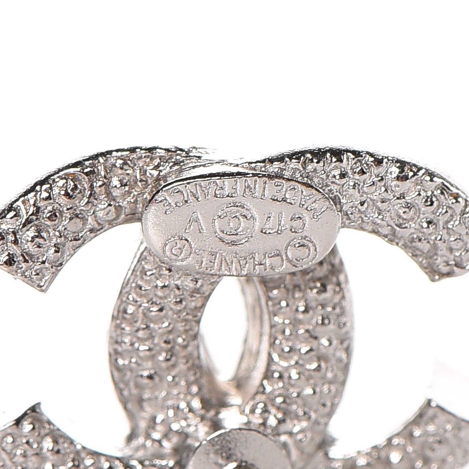 Chanel Crystal CC Earrings Silver 3 of 4