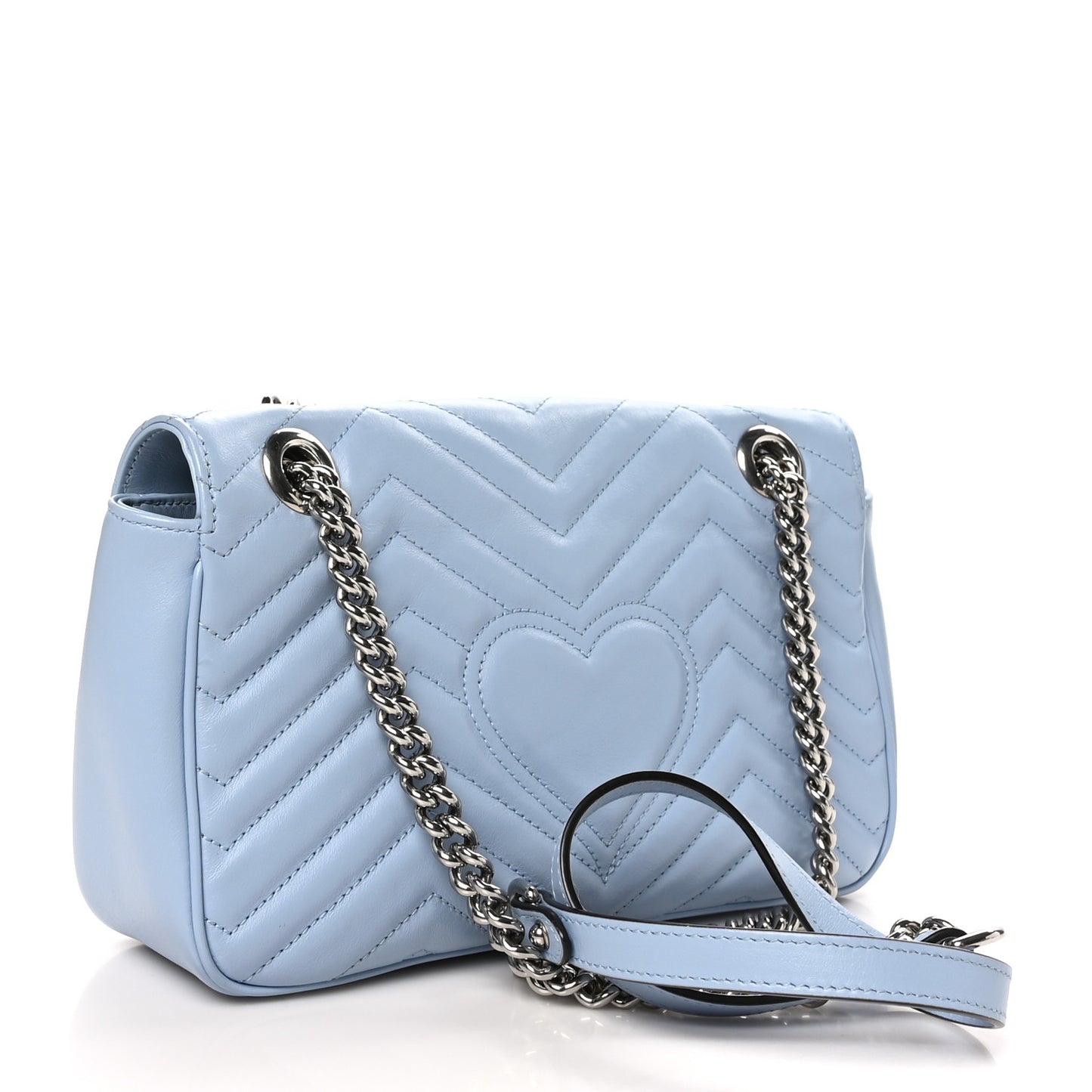 Calfskin Matelasse Small GG Marmont Shoulder Bag Porcelain Light Blue