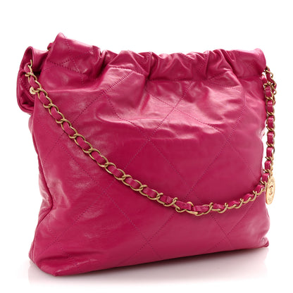 Chanel Shiny Calfskin Quilted Small Chanel 22 Fuchsia 4 of 11