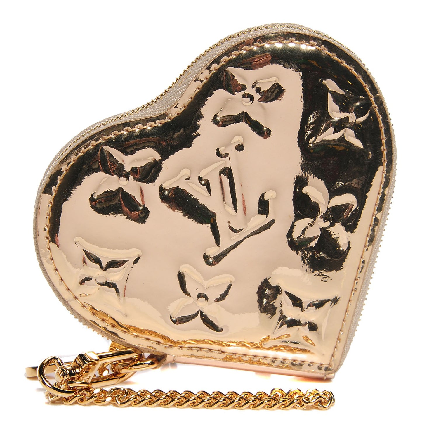 Monogram Miroir Heart Coin Purse Gold
