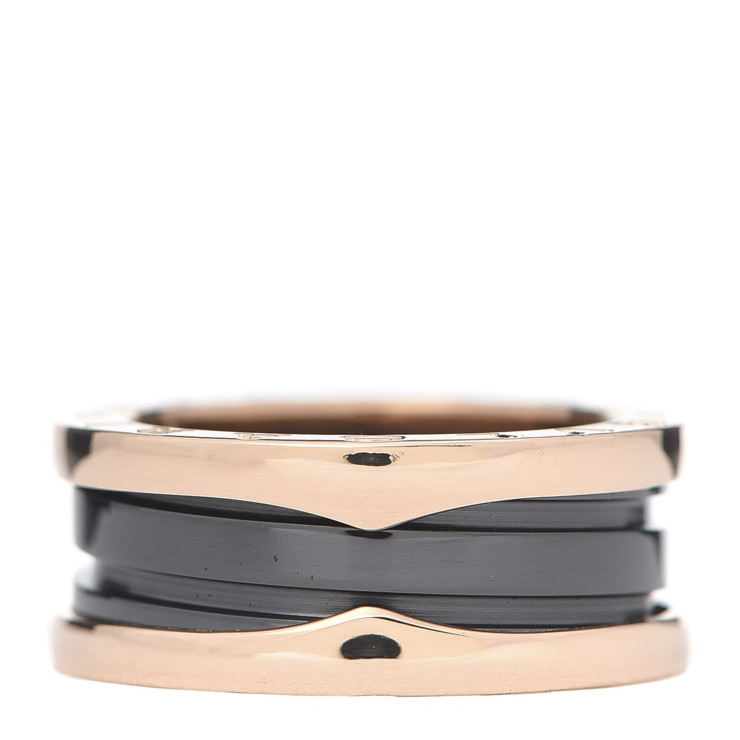 18K Rose Gold Black Ceramic B.Zero1 Two-Band Ring 50 5.25