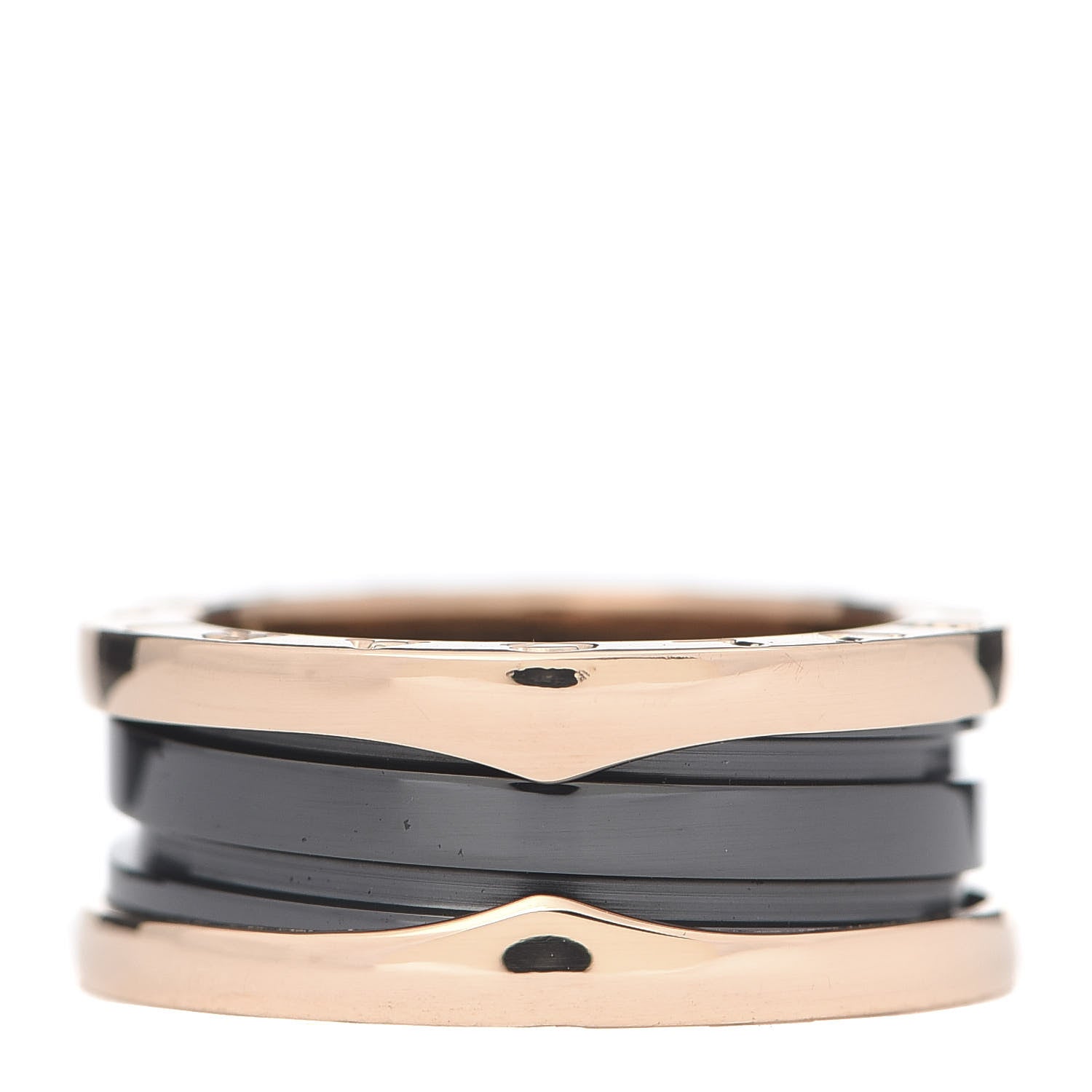 Bulgari 18K Rose Gold Black Ceramic B.Zero1 Two-Band Ring 50 5.25 1 of 8