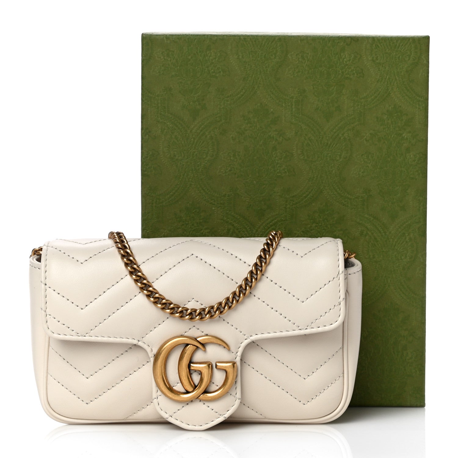 Gucci Calfskin Matelasse Super Mini GG Marmont Shoulder Bag White 11 of 11