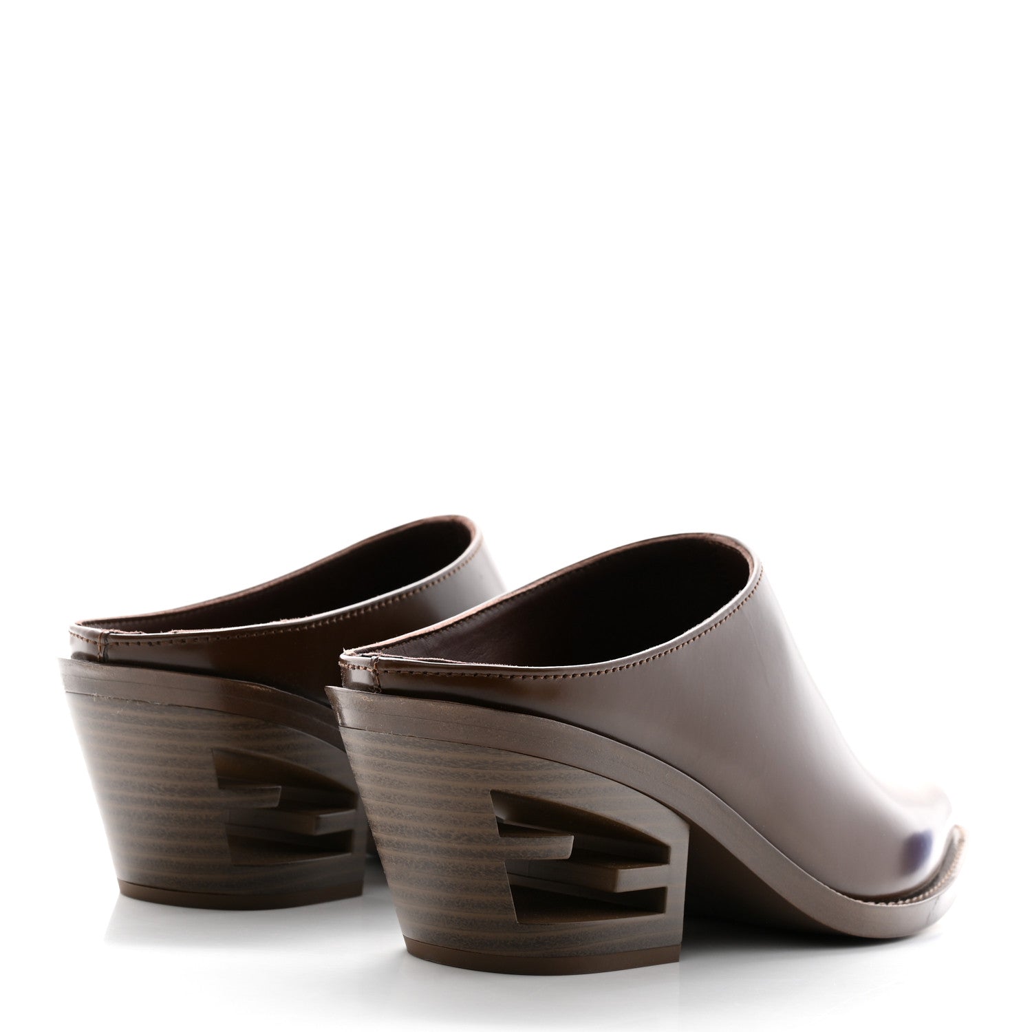 Fendi Vitello Abrasivato FF Cut Mules 37 Cuoio 4 of 9