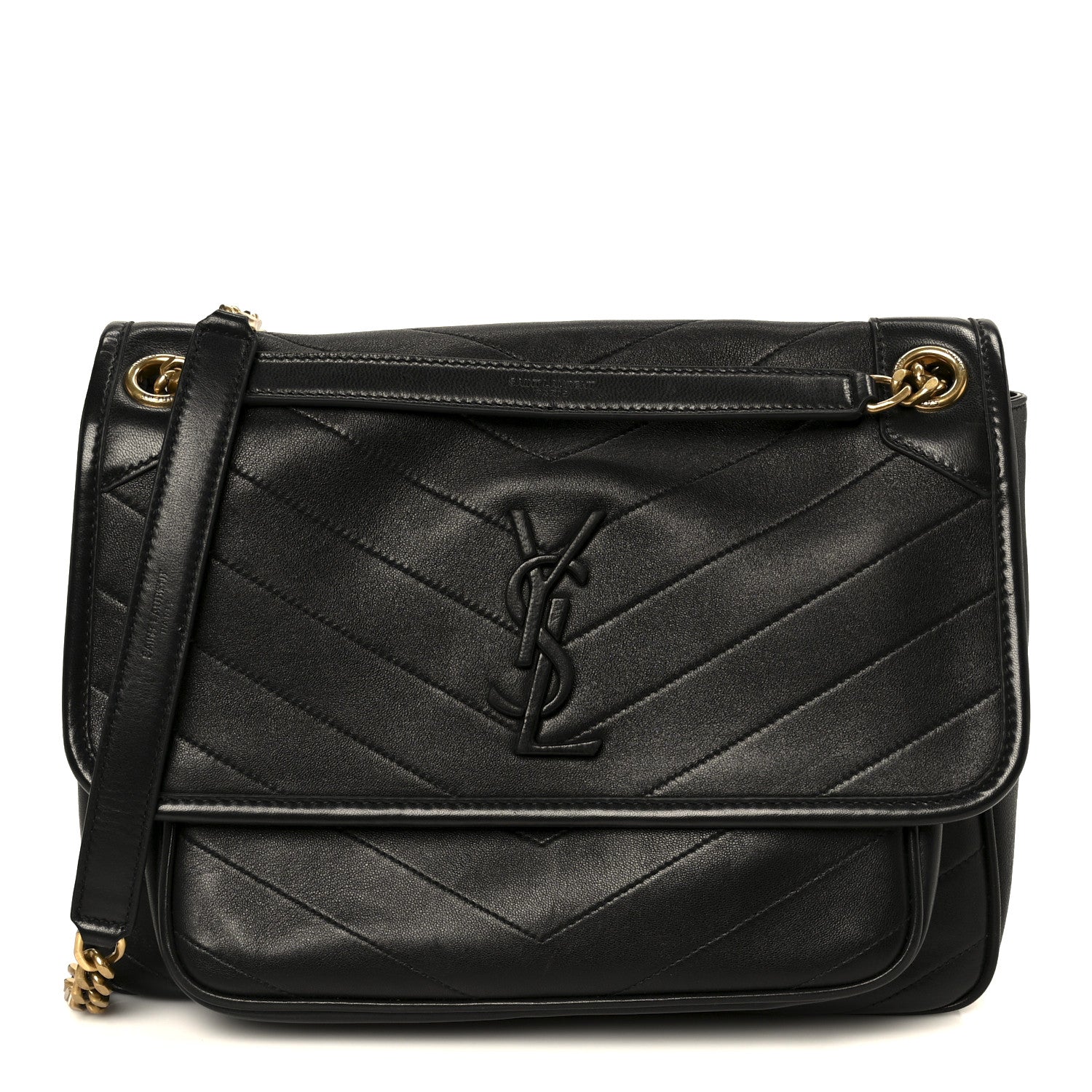 Saint Laurent Lambskin Matelasse Monogram Medium Niki Chain Satchel Black 1 of 11