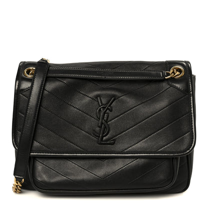 Saint Laurent Lambskin Matelasse Monogram Medium Niki Chain Satchel Black 1 of 11