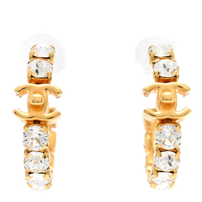 Chanel Crystal CC Turnlock Hoop Earrings Gold 1 of 5