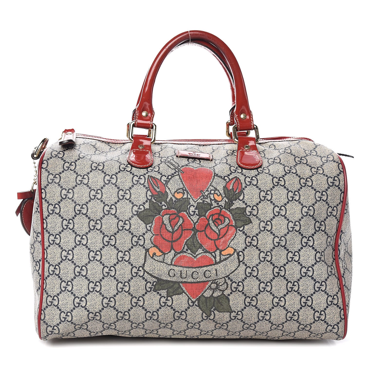 Gucci GG Plus Monogram Tattoo Heart Medium Joy Boston Red 1 of 15