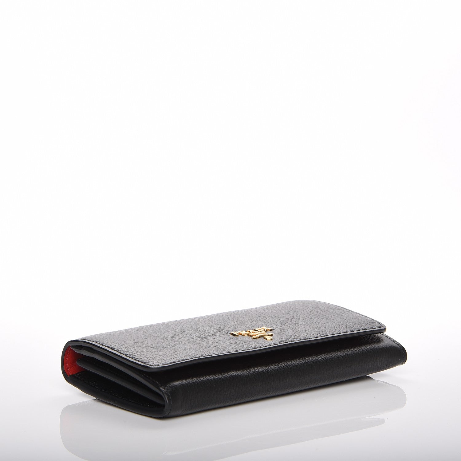 Prada Daino Colour Continental Wallet Black Fuoco 4 of 7