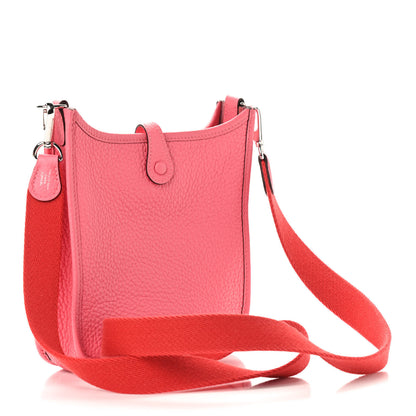 Hermes Taurillon Clemence Amazone Evelyne TPM Rose Azalee Rouge Pivoine 3 of 9