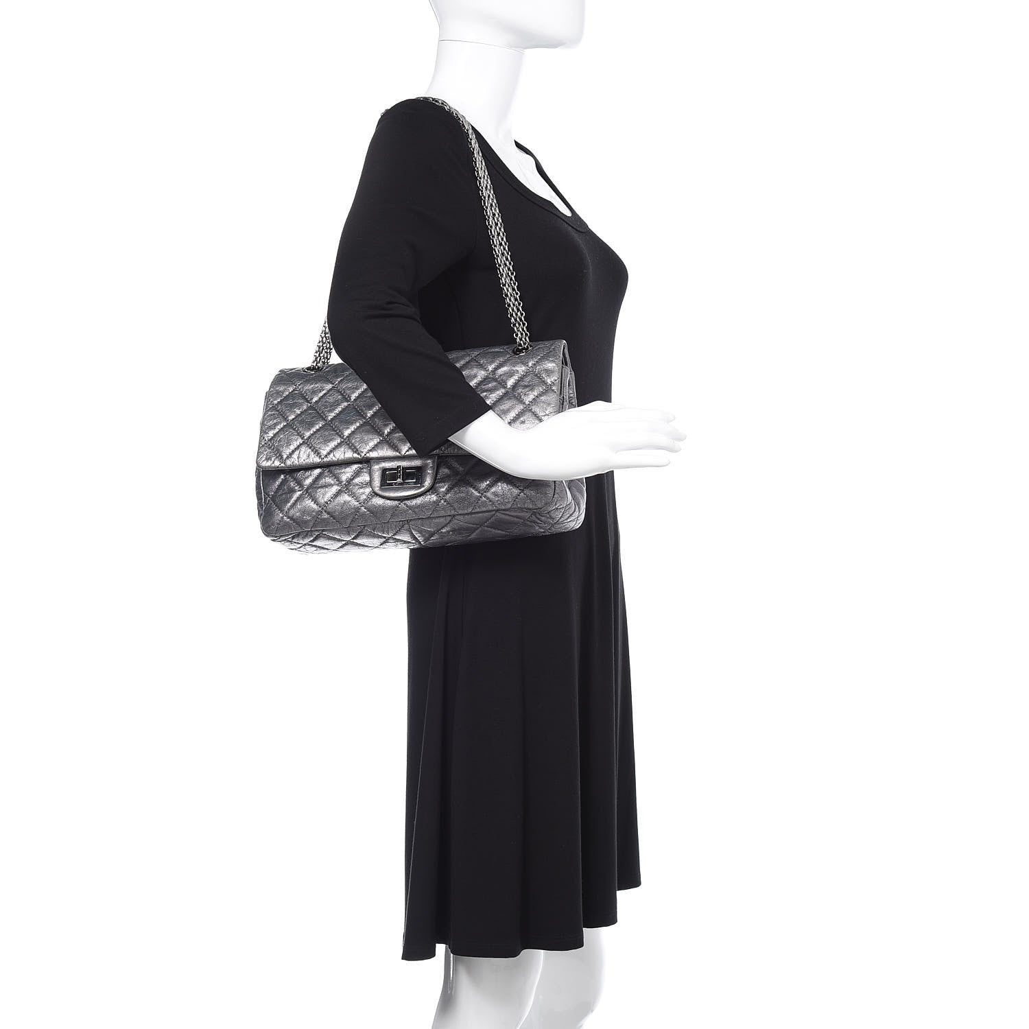 Chanel Metallic Aged Calfskin Quilted 2.55 Reissue 227 Flap Dark Silver 2 of 20