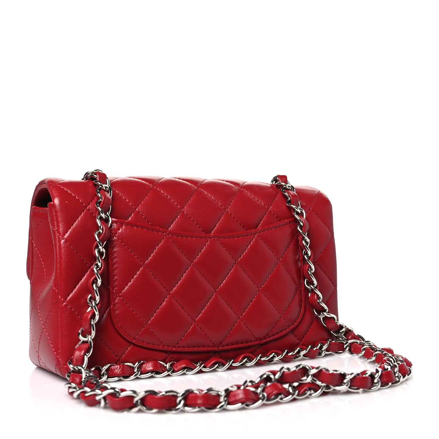 Chanel Lambskin Quilted Mini Rectangular Flap Red 3 of 10