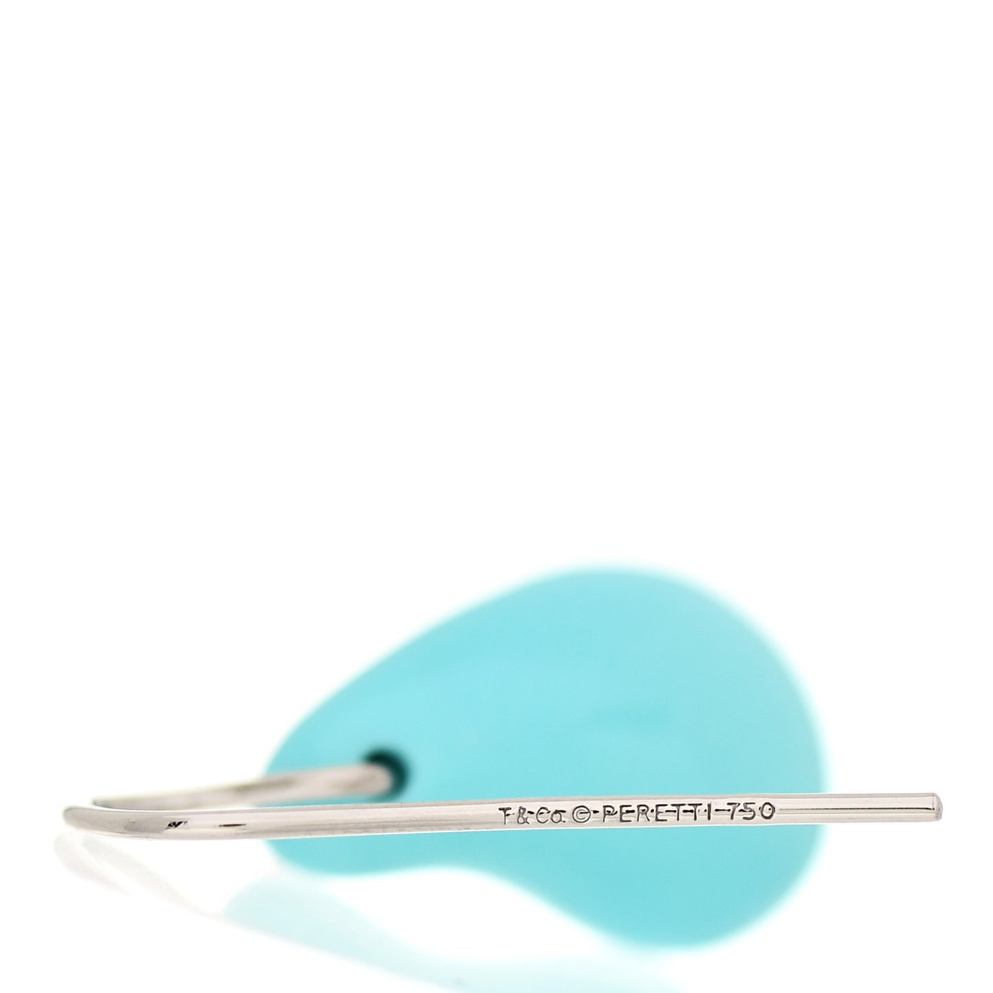 18K White Gold Turquoise Elsa Peretti Teardrop Drop Earrings
