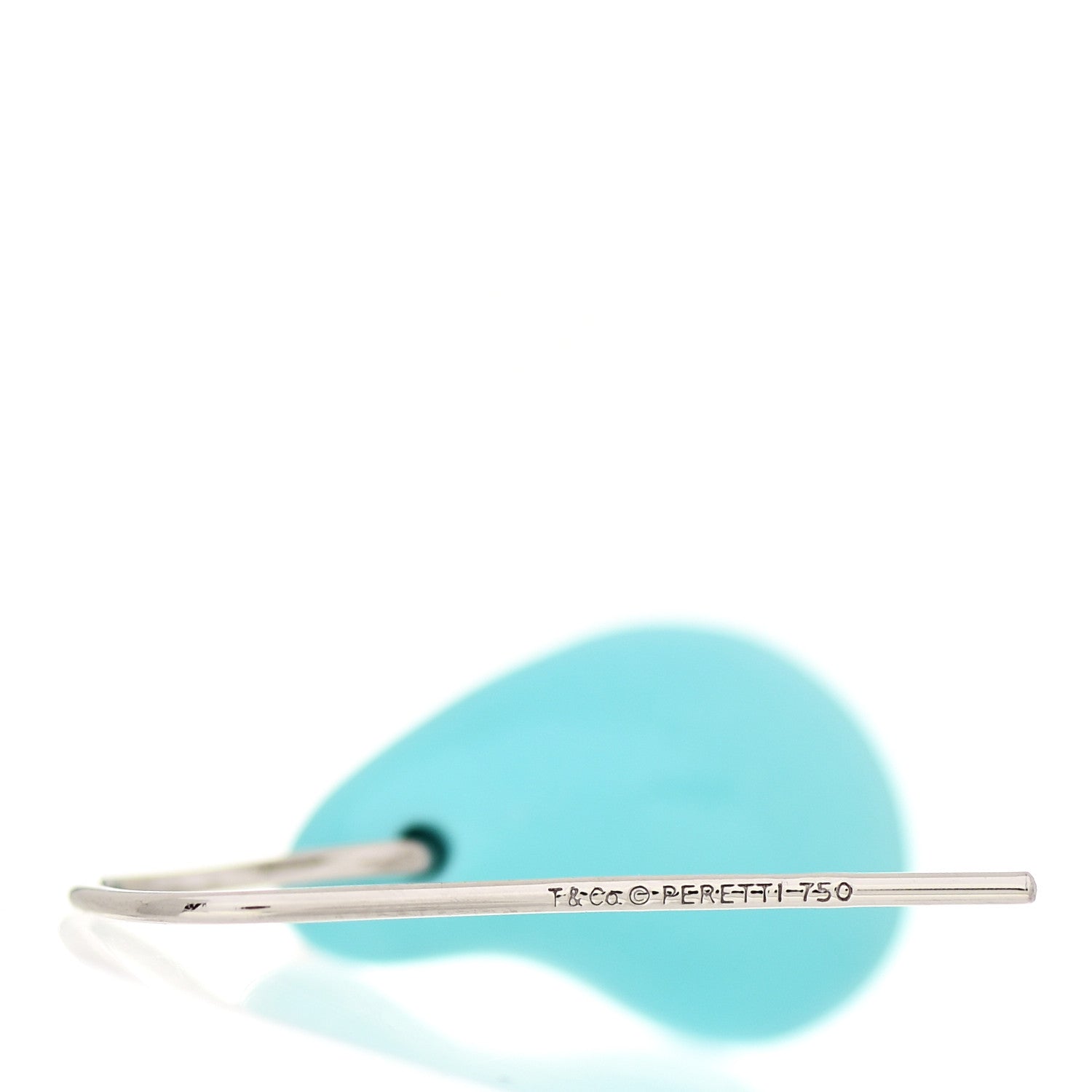 Tiffany 18K White Gold Turquoise Elsa Peretti Teardrop Drop Earrings 4 of 4