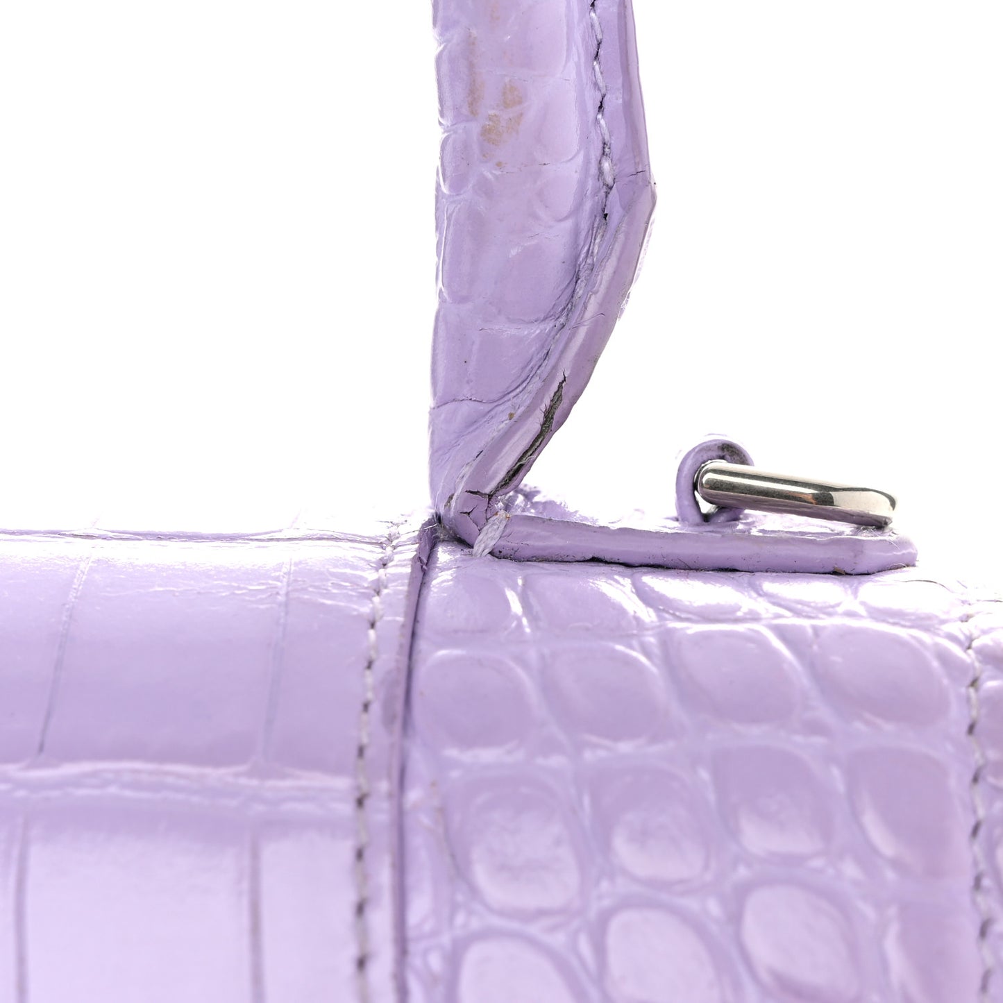 Shiny Calfskin Crocodile Embossed Small Hourglass Top Handle Bag Lilac