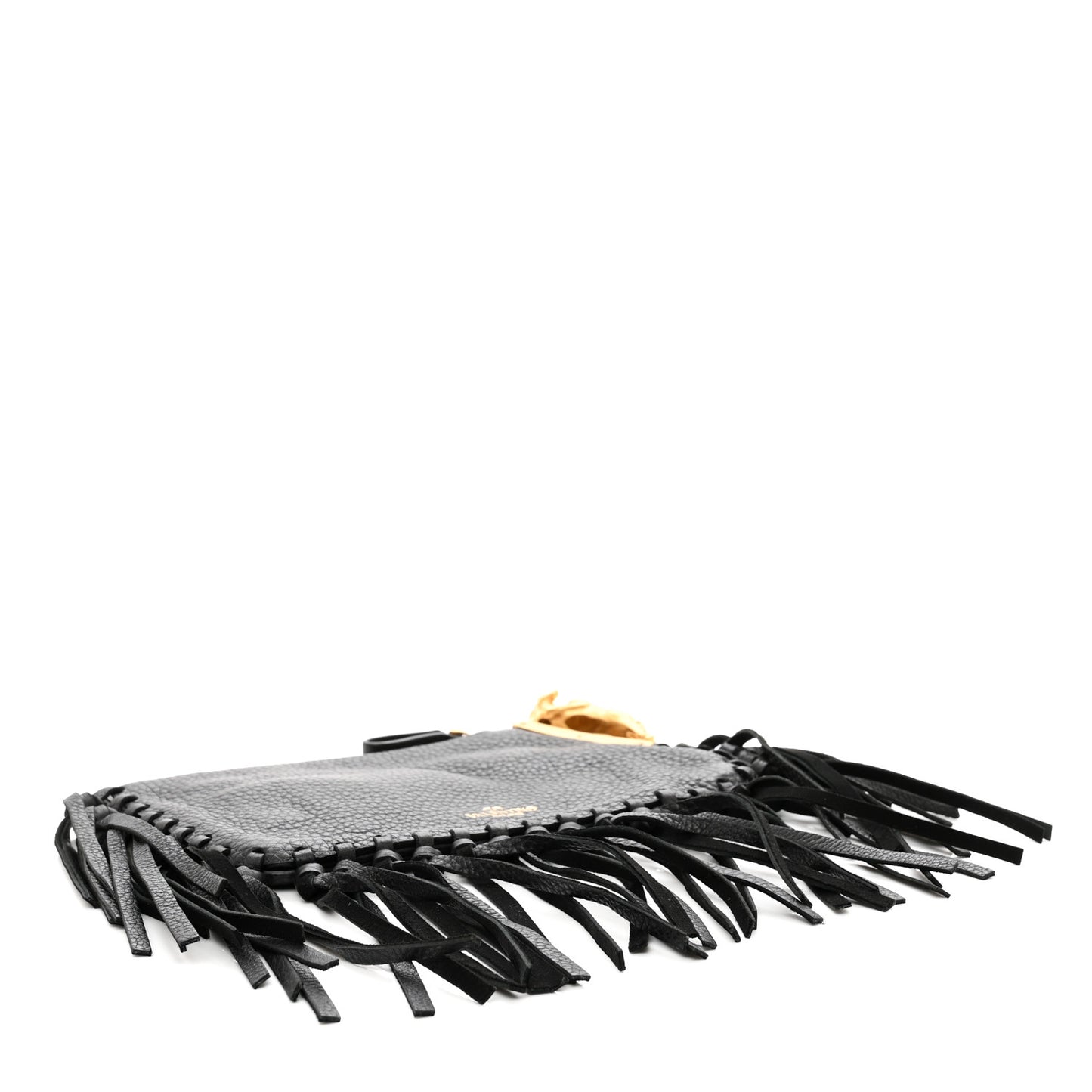 Calfskin C-Rockee Aries Fringe Clutch Black