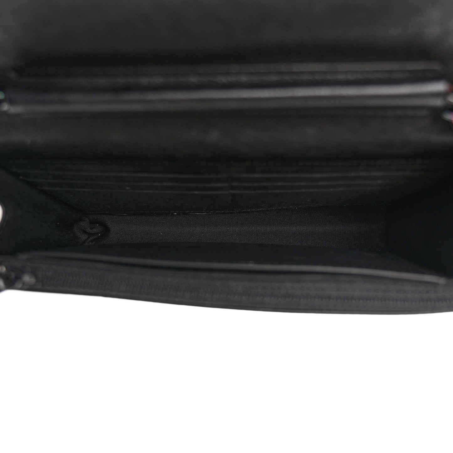 Crumpled Calfskin Quilted Wallet On Chain WOC So Black