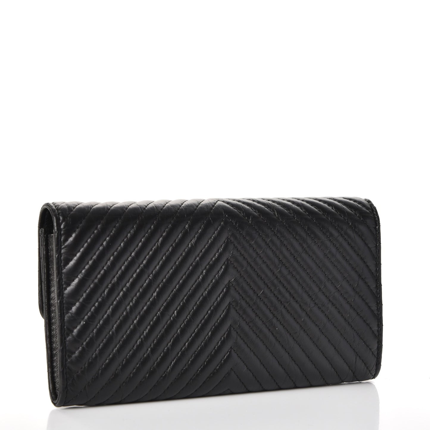 Aged Calfskin Chevron Quilted 2.55 Reissue Flap Wallet So Black