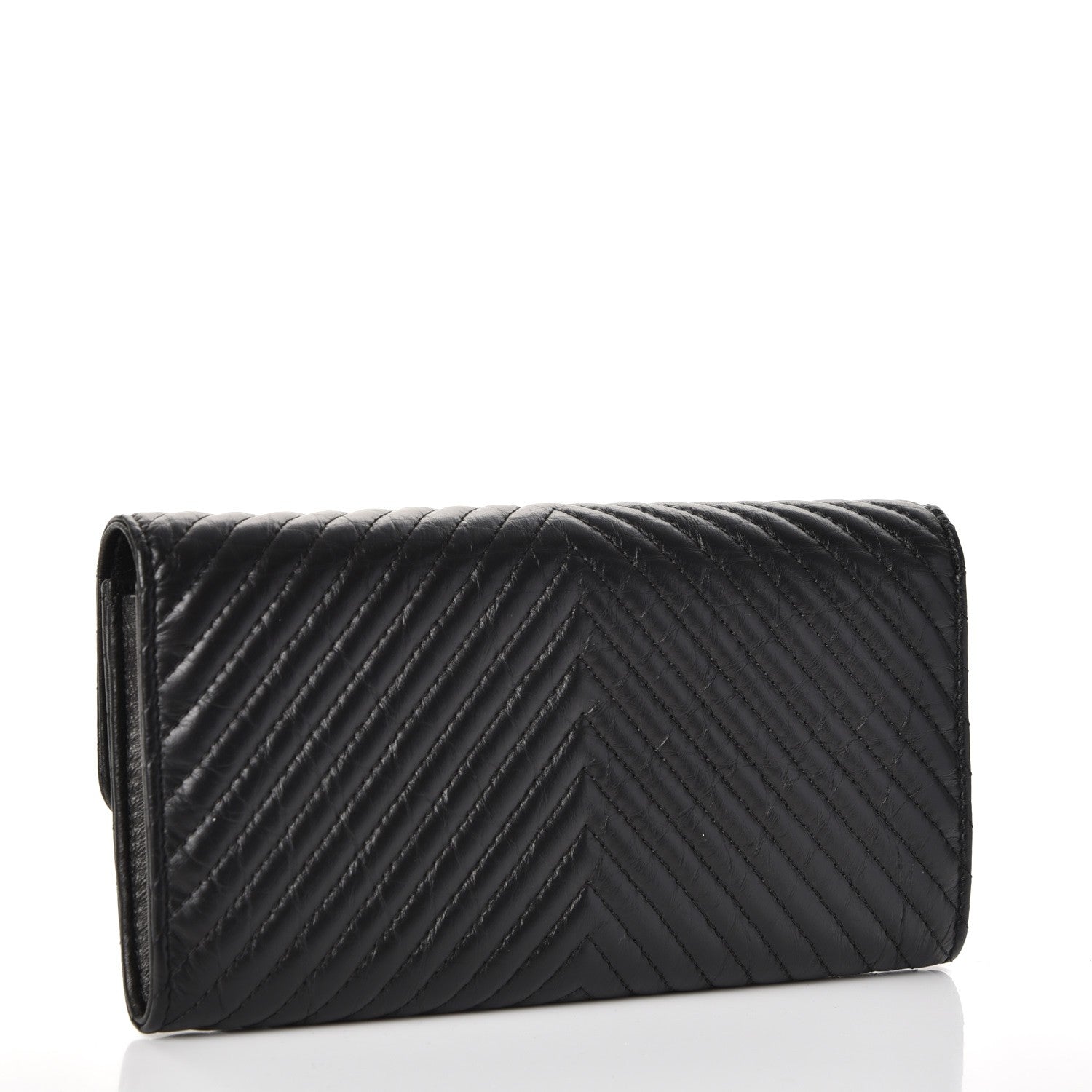 Chanel Aged Calfskin Chevron Quilted 2.55 Reissue Flap Wallet So Black 3 of 9