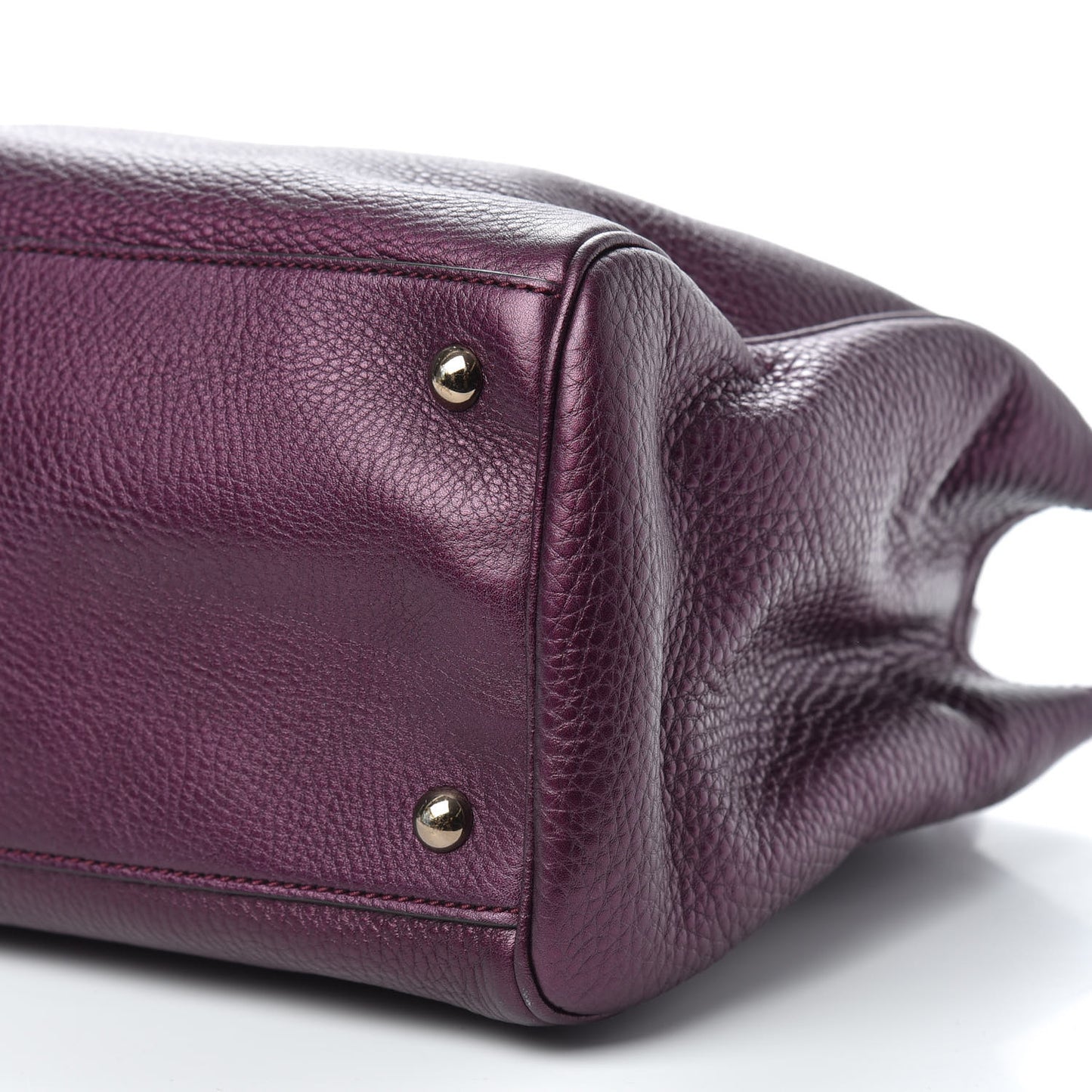 Pebbled Calfskin Medium Bamboo Shopper Tote Purple