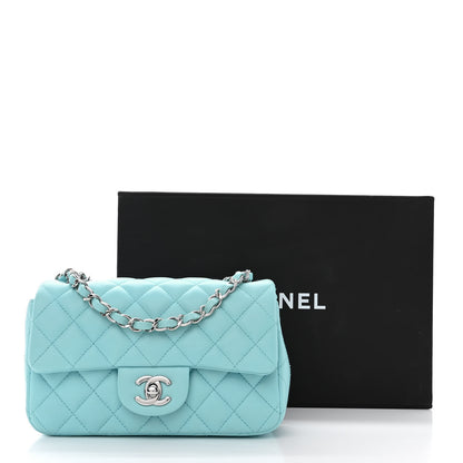 Chanel Lambskin Quilted Mini Rectangular Flap Light Blue 11 of 11
