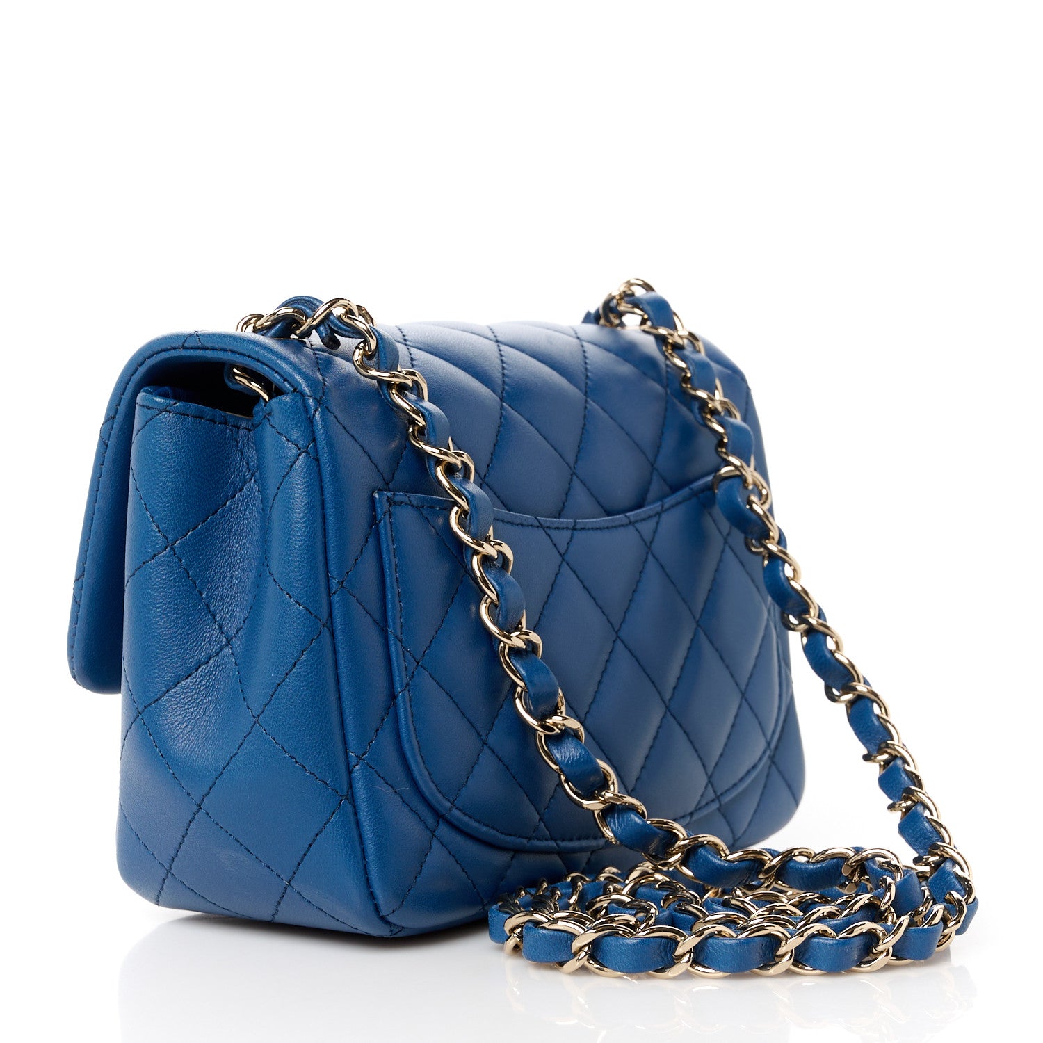 Chanel Lambskin Quilted Mini Square Flap Blue 3 of 11