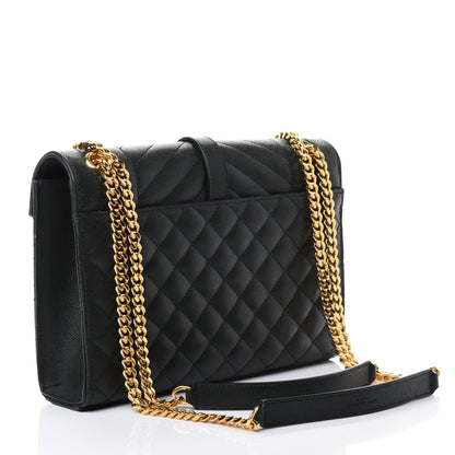 Saint Laurent Grain De Poudre Textured Mixed Matelasse Medium Triquilt Monogram Satchel Vert Fonce 2 of 4