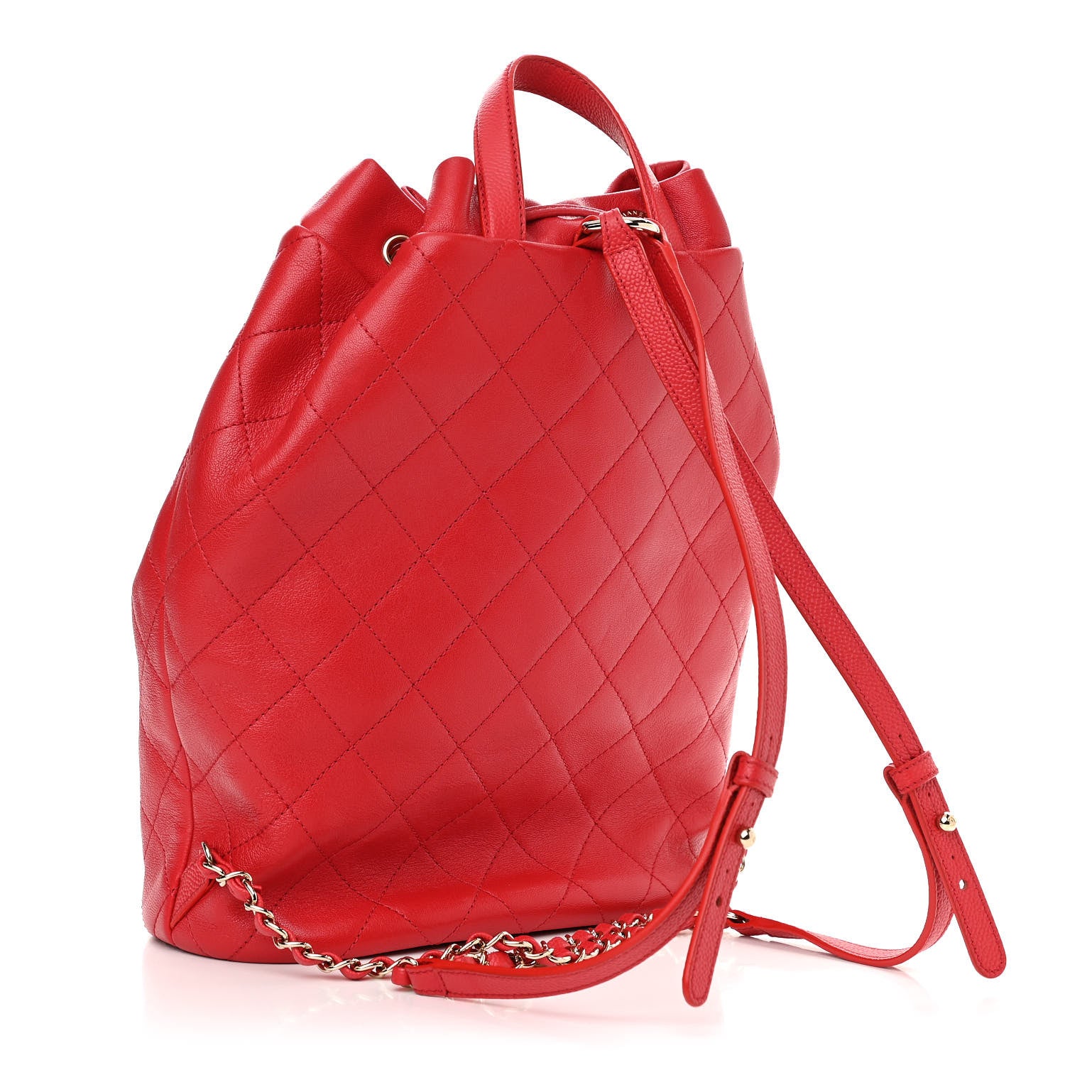Chanel Sheepskin Caviar Quilted Daily Round Backpack Red 3 of 10