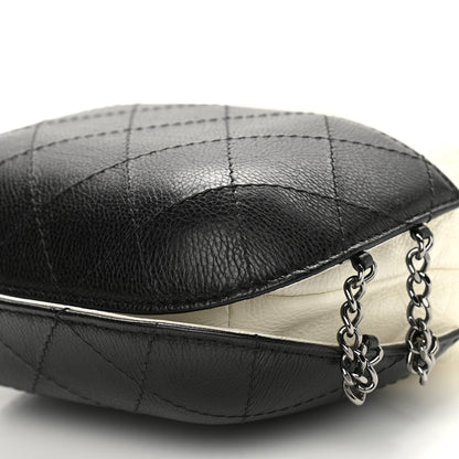 Chanel Aged Calfskin Quilted Small Gabrielle Bucket White Black 10 of 10