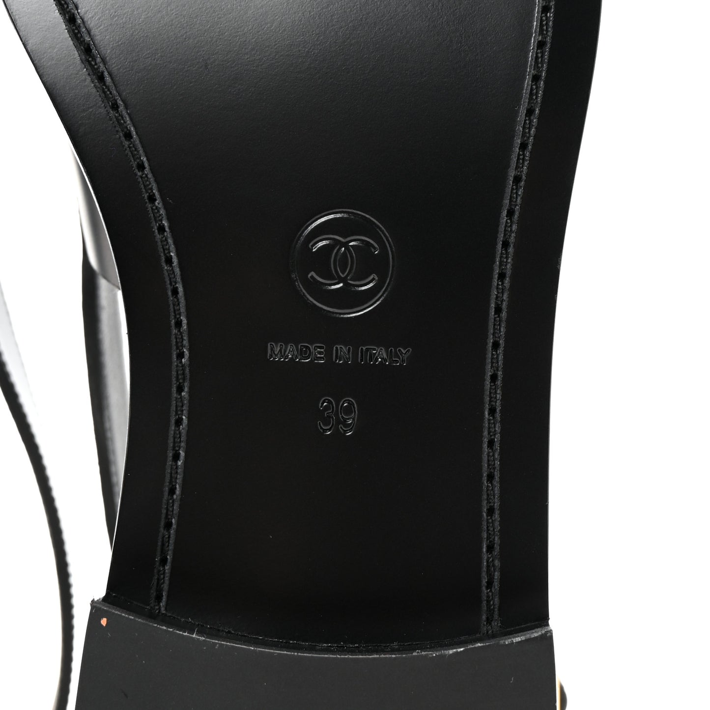 Calfskin Crystal CC Slingback Flats 39 Black